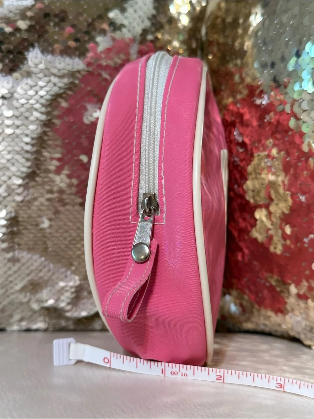 Y2K Clinique Circular Cosmetic Case Big Logo Pouch Bag - Bubblegum Pink